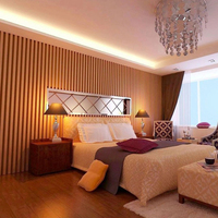 Haut grand panneau mural 202*30mm couleur teck bois texturé Wpc panneaux muraux composites cannelés lattes de plafond en bois imperméable