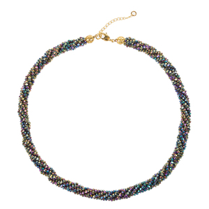 Brown Color 18-Inch Twisted Chain Glass <b>Crystal</b> Necklace - Product Image 1