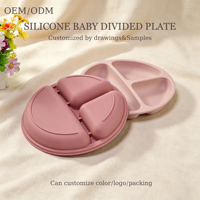Produits pour bébés sans BPA, assiette bébé en silicone divisée avec ventouse, assiette bébé en silicone pour enfants en bas âge
