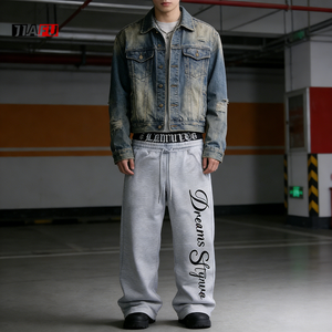 <span class=keywords><strong>Pantaloni</strong></span> da <span class=keywords><strong>Uomo</strong></span> Larghi Personalizzati all'Ingrosso, Casual, <span class=keywords><strong>con</strong></span> Doppio <span class=keywords><strong>Elastico</strong></span> <span class=keywords><strong>in</strong></span> <span class=keywords><strong>Vita</strong></span>, Traspiranti, da Allenamento, Gamba Larga Dritta, Stile Stacked - Product Image 2