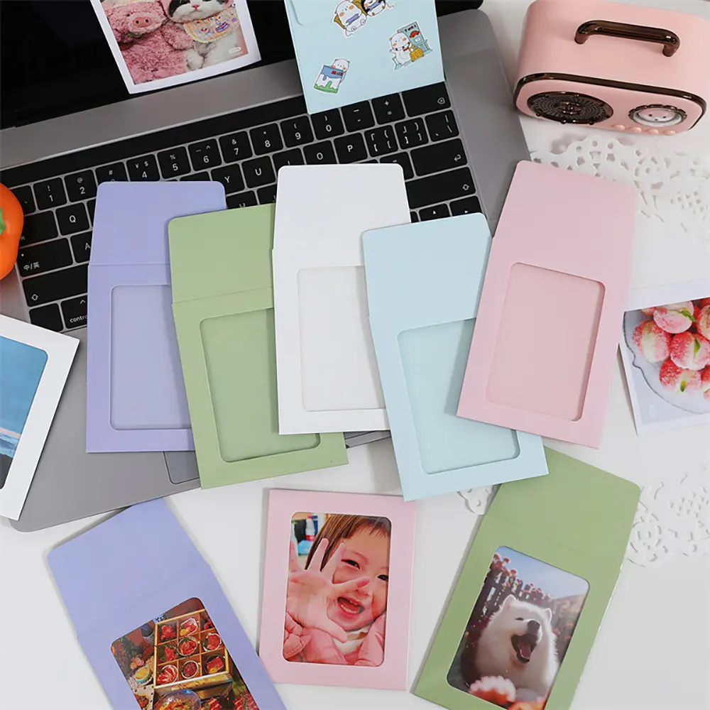 Wholesale cute korea style paper window envelope card cover case kpop photocard holder stars photo collect card frame