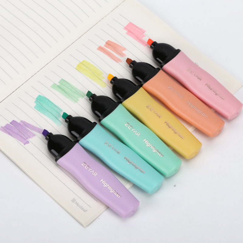 Zeyar световой карандаш пастельного цвета долото Наконечник Ручка-маркер на водной основе, быстросохнущая 6 Макарон цвета amazon горячие продажи