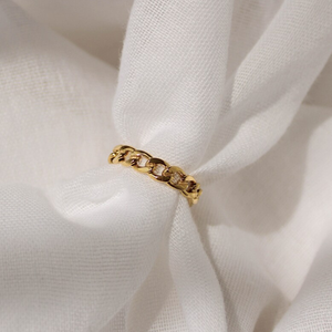 Bestseller Gold Panzerketten-Ringe Edelstahl 18K Vergoldet Zarte Anlaufbeständige Kubanische Kette Stapelringe Schmuck für Geschenke - Product Image 5