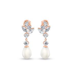 Hermosos pendientes de gota de perla con diamantes con belleza brillante diseñados para los amantes de la moda y el estilo de la India - Product Image 4