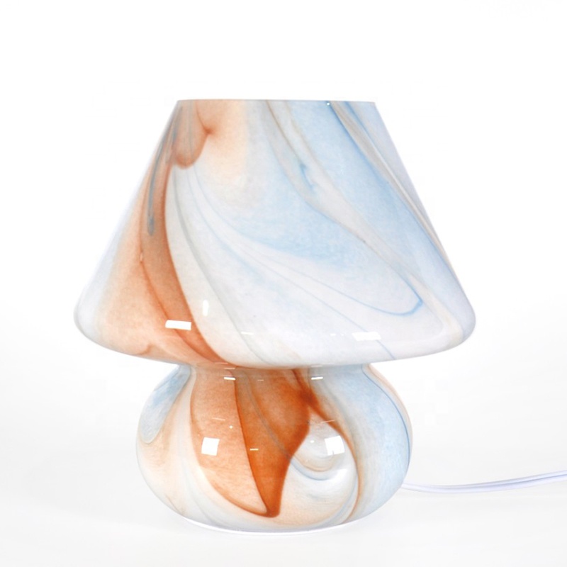 Стеклянный светодиодный светильник в античном стиле, цилиндрическая настольная лампа в ретро стиле, винтажная стеклянная настольная лампа в форме гриба