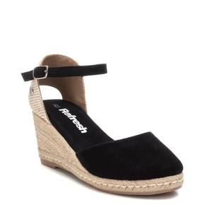 Sandales compensées en daim noir à bride cheville pour femme Refresh - Product Image 2