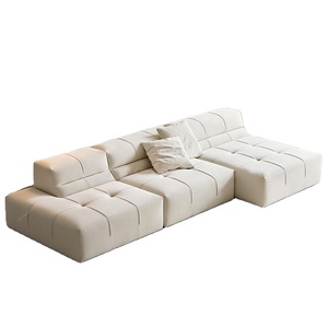 Sofá Seccional de princesa italiana, tela brillante crema, tela abrasiva para sala de estar, hoteles, villas, muebles elegantes para sala de estar - Product Image 1