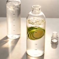 Gobelet à marqueur de temps en verre borosilicate de haute qualité, version chaude, 350 ml, 500 ml, 750 ml, pour eau et boissons
