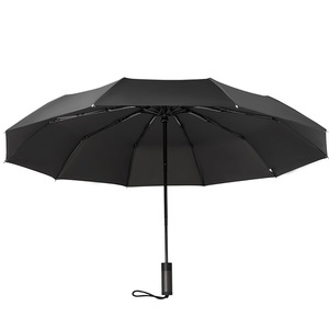 Paraguas para sol y lluvia, 10 varillas, fibra de carbono, apertura automática, tres pliegues, resistente a los rayos UV, de viaje, minimalista, de nailon - Product Image 5