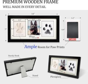 Cornice in legno per foto ricordo di animali domestici, <span class=keywords><strong>kit</strong></span> per impronte di zampa e mani con strumento di personalizzazione - Product Image 3