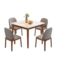 Table de salle à manger en bois d'ardoise pour usage domestique, table de salle à manger et chaises minimalistes modernes pour petit appartement, petit carré de style nordique