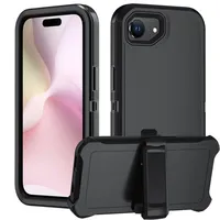 Étui de téléphone hybride robuste antichoc avec clip ceinture compatible pour iPhone 16e 17e Air 18 17 16 15 14 Pro Max Plus