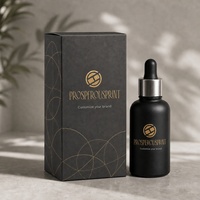 Boîte d'emballage personnalisée en carton noir pliable avec impression géométrique dorée pour flacon compte-gouttes de sérum