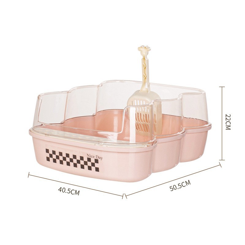 Large pink transparent cat litter box
