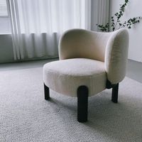 Moontree Chaise de loisirs moderne en bois Tissu boucle blanche Laine d'agneau Teddy Fauteuil Lounge Fauteuil paresseux