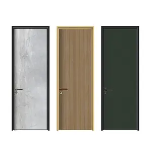 Modern Interior Door With Brushed Aluminum Door frame Honeycomb Soundproof Door