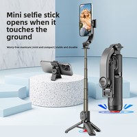 Tongsis Tripod Mini Lipat dari Aluminium Alloy, Dapat Diputar 360 Derajat dengan Remote Control dan Lampu Pengisi Daya, Penyangga Ponsel untuk Meja