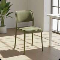 Chaise en plastique empilable moderne et confortable pour l'intérieur et l'extérieur, avec coussin intégral et pieds en métal, pour la maison, la salle à manger