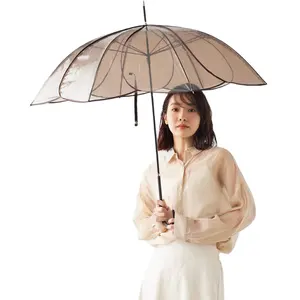 מטרייה שקופה אופנה שקופה עבור נשים, מטרייה קטנה פרסום אוטומטי טרי