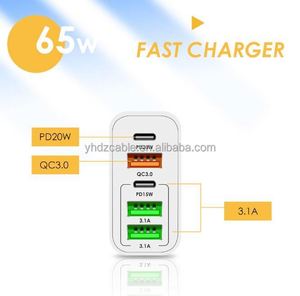 65 W PD Fast Charger EU US UK 2 Type-<b>c</b> 3 <b>USB</b> Port Multiple Output <b>Adapter</b> for Mobile Phone Travelling - Product Image 6