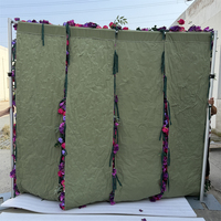 Décor de mariage IFG, toile de fond 8*8 pieds, arrangement mural de fleurs vertes rose vif et violet