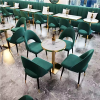Mobilier moderne pour restaurant Table et chaises de restaurant Café Café Ensemble table et chaises de luxe en acier inoxydable et marbre