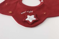 Bavoir pour bébé du Nouvel An, pour les âges de 0 à 3 ans, 95% coton, 5% élasthanne, motif de dessin animé, broderie rouge, unisexe, utilisable en toutes saisons
