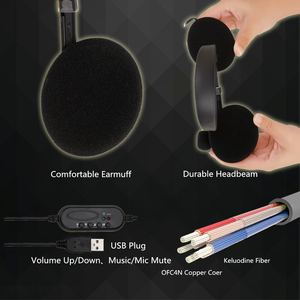 SY440MV ชุดหูฟังแบบมีสาย <span class=keywords><strong>USB</strong></span> ไมโครโฟนรอบทิศทางที่ครอบหูระบายอากาศได้ดี ดีไซน์น้ำหนักเบาสำหรับแล็ปท็อปสำนักงานคอลเซ็นเตอร์ - Product Image 5