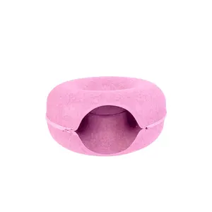 Factory Price Supply Anti Scratch Donut Circle Peekaboo Hideaway Tunnel Pet Nest Cat Cave House Bed