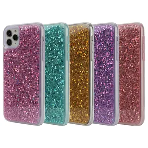 2022 Fundas Para Celular Glitter Case Luxury Shiny Bling Sparkle For iPhone 12 X XS XR 11 Pro Max Pink Cell Phone Back Cover