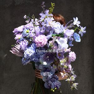 M-1037 Fiori Artificiali Viola, Viola Chiaro, Lavanda-Polpa di Rosa, Composizioni di Ortensie per Matrimoni e Decorazioni Domestiche, Vendita all'Ingrosso - Product Image 2