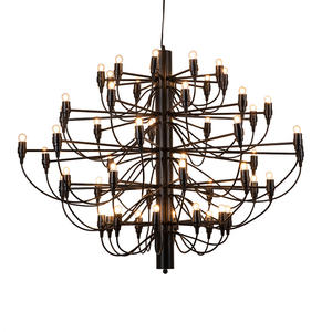 Zhongshan usine salon lustre hôtel salon de <span class=keywords><strong>coiffure</strong></span> LED lampe en fer forgé ménage escalier en colimaçon noir suspension - Product Image 1