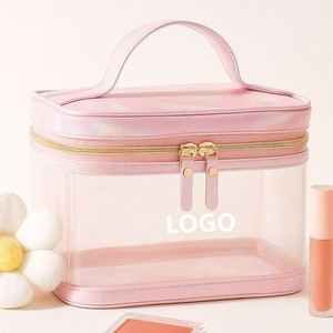 Designer <strong>Make</strong> <strong>up</strong> Pouch Cosmetic Foldable Embroidery Makeup <strong>Trolly</strong> Black Custom Clear Pvc Toiletry Bag - Product Image 2