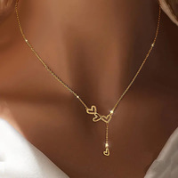 Material de aleación moda corazón forma clavícula cadena ajustable minimalista versátil venta al por mayor reducido colgante collares para mujeres