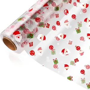 Factory wholesale custom gift and flower transparent plastic waterproof clear christmas wrapping paper roll