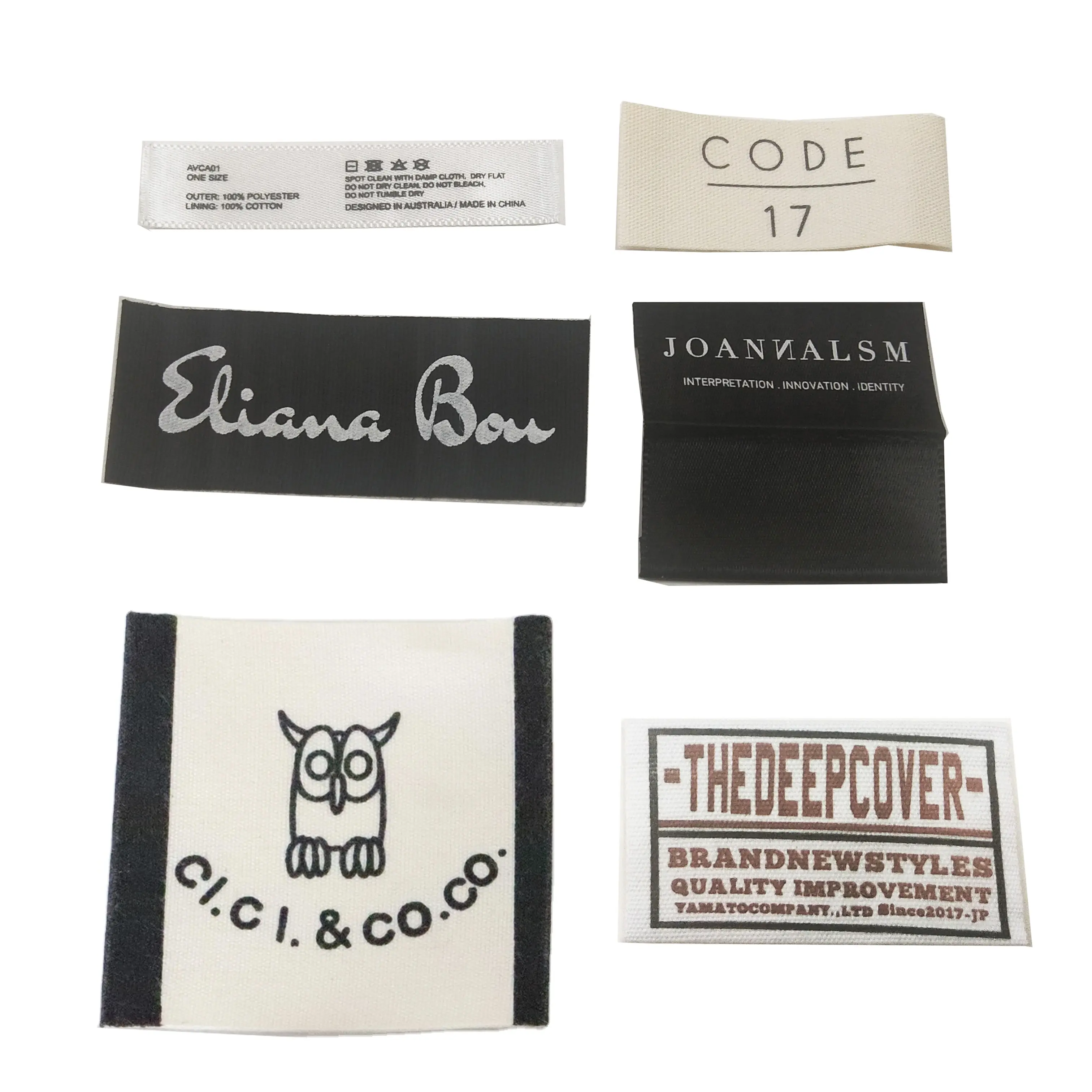 Etiqueta tejida de algodón personalizada para ropa, Jeans, ropa, bolsos, etiquetas con su logotipo impreso, accesorios, venta al por mayor