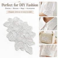 Applique en dentelle florale blanche, garniture brodée de fleurs et de feuilles pour robes, chemisiers, sacs, vêtements et décoration de mode DIY