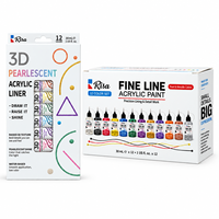 Ensemble de peinture acrylique nacrée 3D Risa, 30 ml, stylo de peinture à effet métallique, artisanat artistique, non toxique, verre, papier
