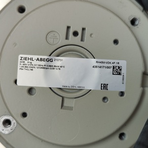 Ventilateur centrifuge de refroidissement pour centre de données HVAC ZIEHL-ABEGG RH45M-VDK.4F.1R 210731 450mm 400V 0.69/0.35KW 1210/830RPM 1.3/0.68A AHU - Product Image 4