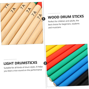 <span class=keywords><strong>Baquetas</strong></span> de Percusión de Madera de Arce Coloridas de Fábrica OEM 5A 7A con Mango de Goma Antideslizante - Product Image 5