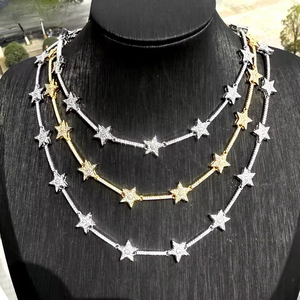 قلادة سلسلة تنس مرصعة بالنجوم، سلسلة مرصعة بأحجار الزركونيا المتألقة الصغيرة، قلادة خانقة للنساء - Product Image 6