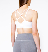 Soutien-gorge de sport personnalisé de haute qualité avec logo, couvrant entièrement le dos, en maille recyclée, avec jolies bretelles croisées, pour le yoga et les activités sportives