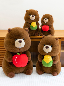 Marmotta giocattolo di peluche per bambini compagno di compleanno con bambola rosicchiata ricamata che tiene mais e Apple cotone PP - Product Image 2