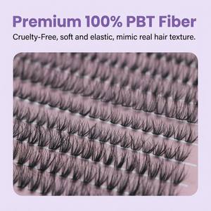 Extensions de <span class=keywords><strong>cils</strong></span> <span class=keywords><strong>individuels</strong></span> DIY en grappe, style croisé naturel, en fibres PBT douces, à presser - Product Image 2