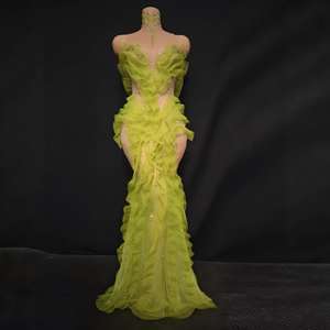 Robe longue en maille ornée de strass scintillants pour bal de promo, anniversaire, célébration, soirée, tenue de soirée en boîte de nuit, spectacle, scène, ou mariage 2026 - Product Image 5