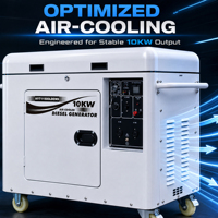 Générateur diesel 10 kW, groupe électrogène diesel refroidi par air 10 kW, démarrage électrique, batterie sans entretien pour les acheteurs mondiaux