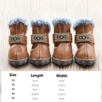Bottes chaudes imperméables PU pour petit chien, chaussures antidérapantes pour animaux de compagnie, protège-pattes pour l'hiver