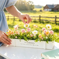 Witte schutting met kunstbloemenset Kunstbloemarrangementen Pastorale tuindecoratie Groen in pot Hoge simulatie
