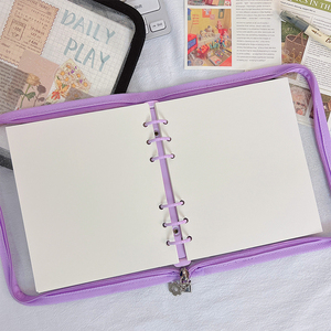 Carpeta cuadrada transparente de plástico pvc a6, carpeta en espiral con 6 anillos, con 6 agujeros, hoja suelta, con cremallera, forrado, cuaderno en blanco, venta al por mayor - Product Image 6