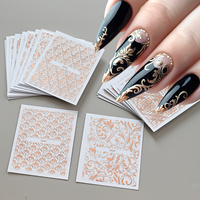 30 feuilles d'autocollants pour ongles en or rose métallisé, motif floral en dentelle vintage, autocollants adhésifs pour nail art, décorations de salon